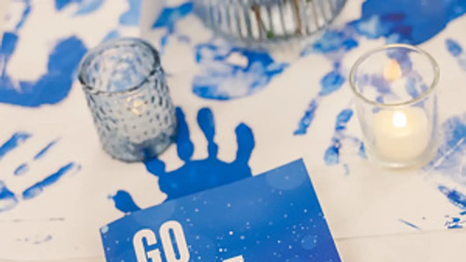 A corporate event table styled for a holiday party.