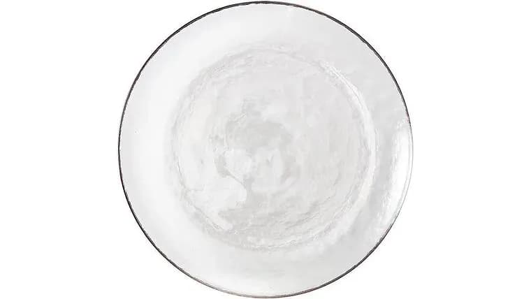 10.5", Plate, Glass, Clear — available to rent from Something Blue