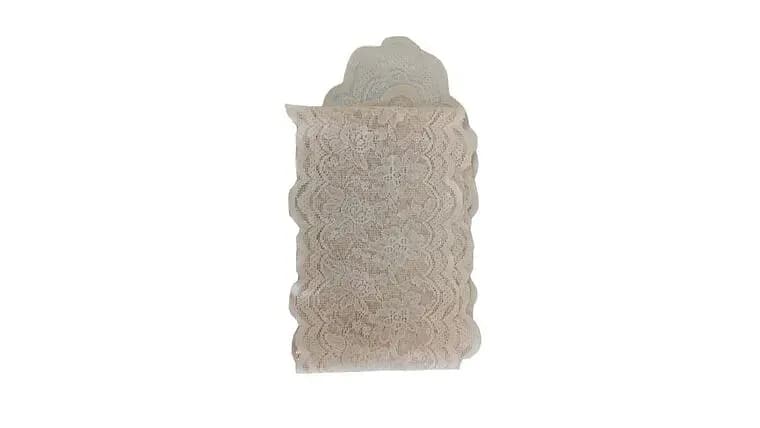 106.5", Table Linen, Lace, Blush — available to rent from Something Blue