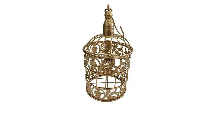 13", Birdcage, Metal, Gold — available to rent from Something Blue