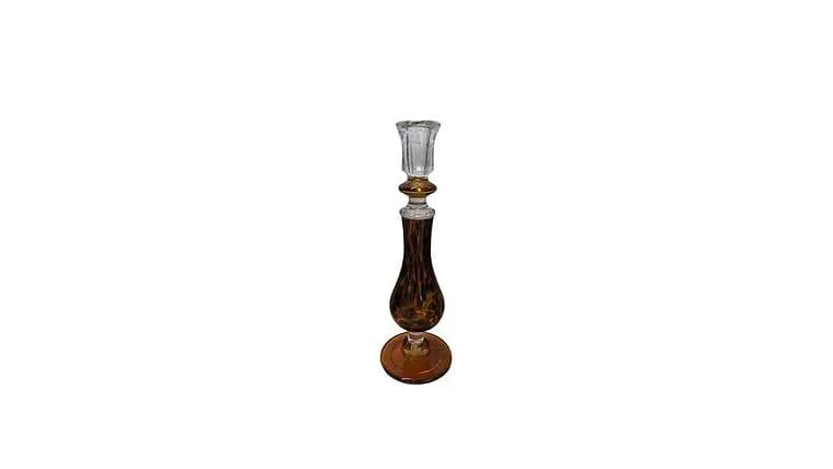 14", Taper Candle Holder, Glass, Amber — available to rent from Something Blue