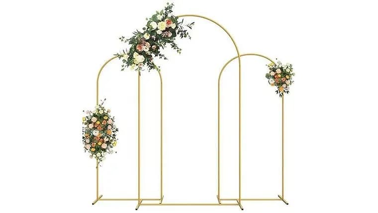 3 Piece Metal Arch Set - Gold — available to rent from Something Blue