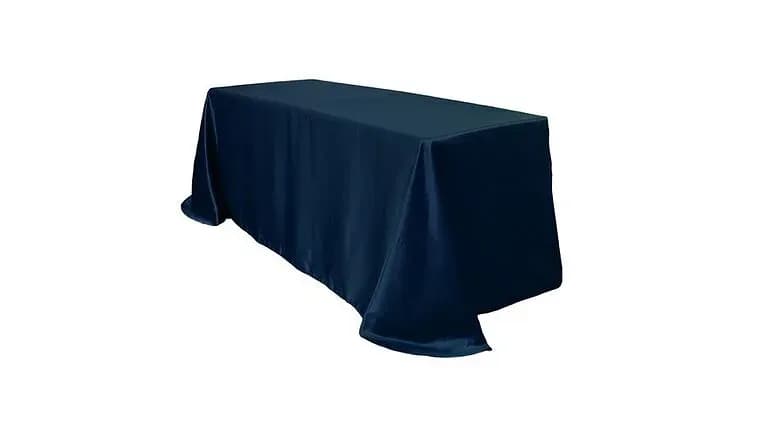 90"x156" Navy Table Linen — available to rent from Something Blue