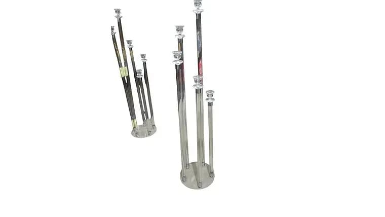 Acrylic w/Silver Band Candelabra — available to rent from Something Blue
