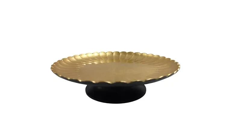 Anna- Plastic Gold Scalloped Cake Stand — available to rent from Something Blue