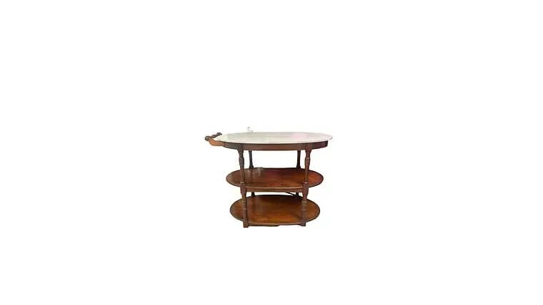 Bar Cart- Wood w/ Ivory Top — available to rent from Something Blue