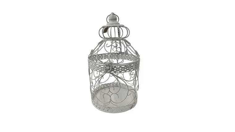 Birdcage, 14"x7.75", Metal, Whitewash — available to rent from Something Blue
