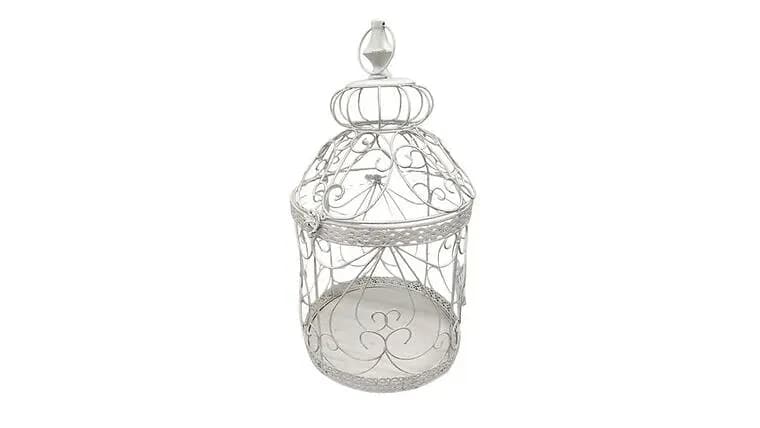 Birdcage, 19"x10", Metal, Whitewash — available to rent from Something Blue