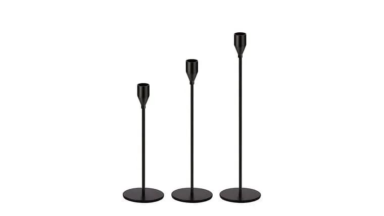Black Candle Sticks Various 12.75",10.75," and 9" — available to rent from Something Blue