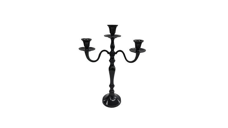 Black Metal Candelabra, 15.25" — available to rent from Something Blue