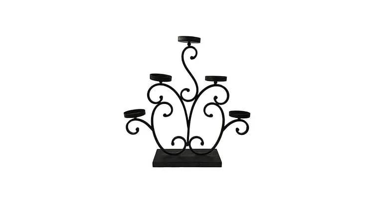 Black Metal Candelabra, 21.25" — available to rent from Something Blue