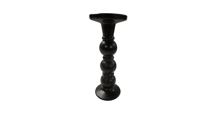 Black Pillar/Taper Candle Stick 9.25" — available to rent from Something Blue