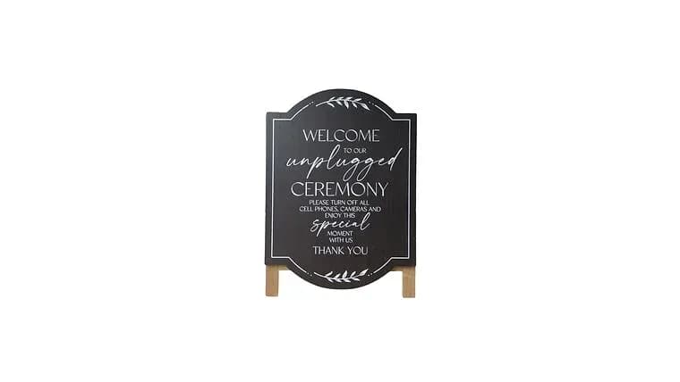 Black Self Standing Unplugged Ceremony Sign — available to rent from Something Blue