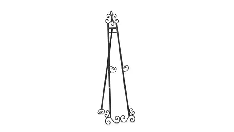 Black w/Bronze Scroll Easel 61" — available to rent from Something Blue