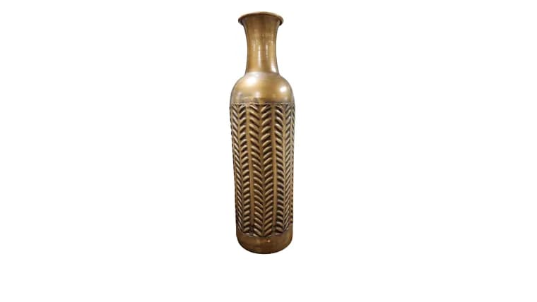 Bronze Patterned Metal Vase 19" — available to rent from Something Blue
