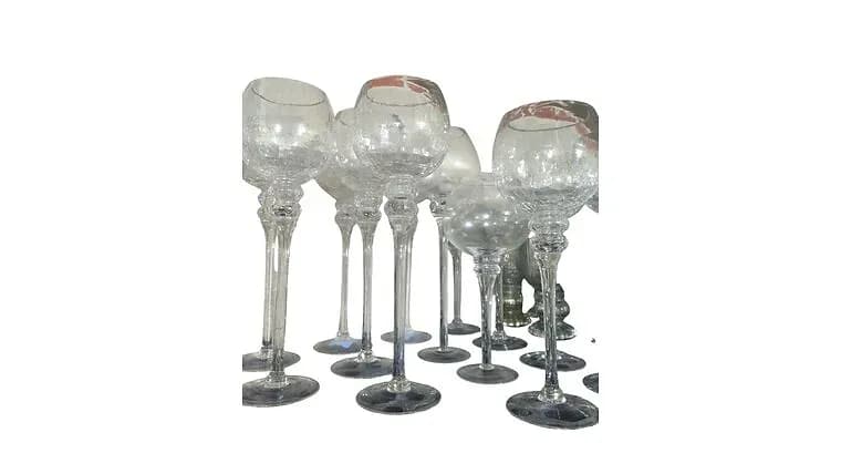 Crackle Glass Candle Holders > Sets of three — available to rent from Something Blue