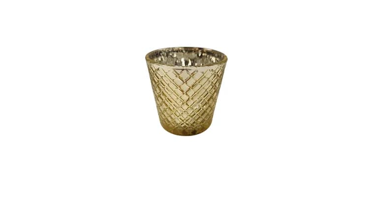 Criss/Cross Gold Votive — available to rent from Something Blue