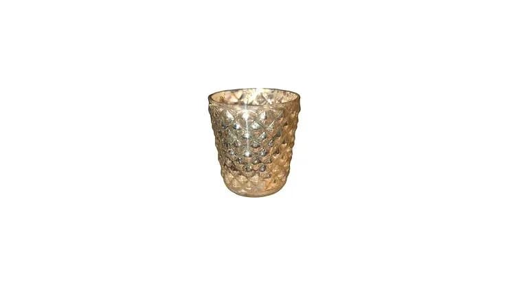 Criss/Cross Risen Textured Silver Votive — available to rent from Something Blue