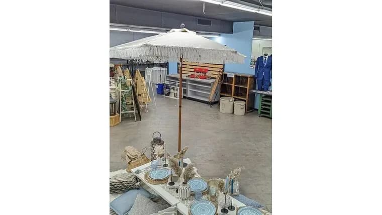 FRINGE UMBRELLA — available to rent from Something Blue