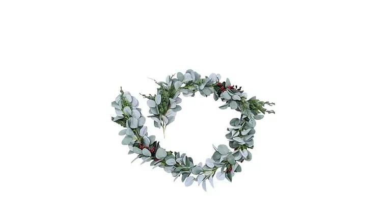 Garland, Frosted Eucalyptus w/Red Berries — available to rent from Something Blue