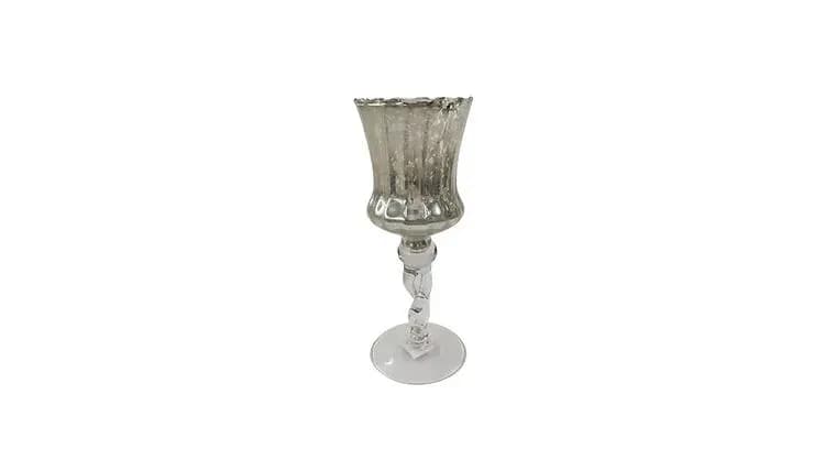 Glass Champagne Pillar Votive, 13.75" — available to rent from Something Blue