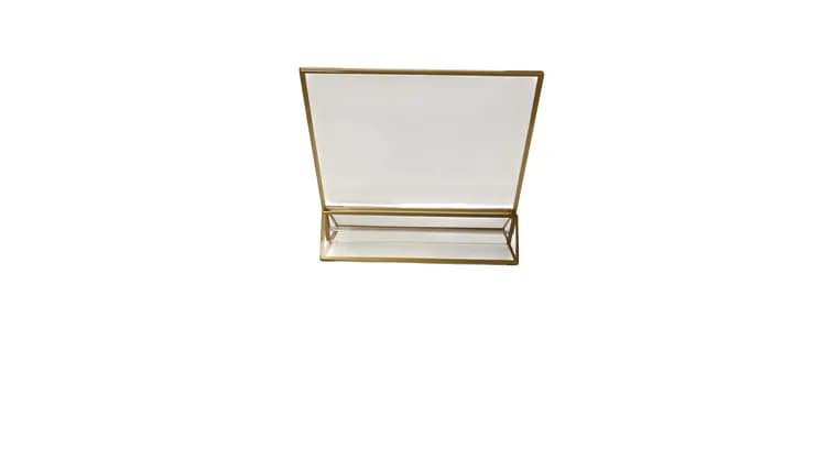 Gold Edge Acrylic Table Frames Customizable — available to rent from Something Blue