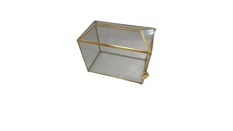 Gold Glass Card Box w/ Lock and Key — available to rent from Something Blue