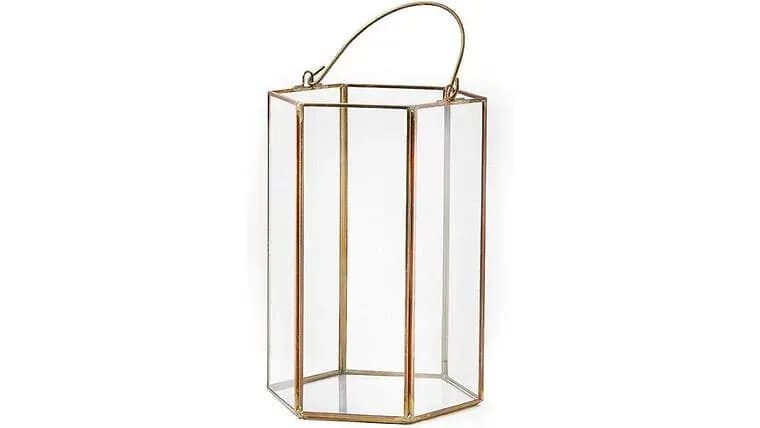Gold Hexagon Lantern — available to rent from Something Blue