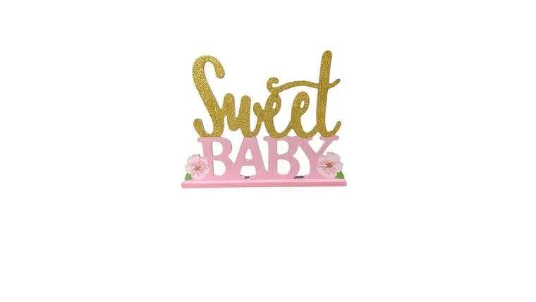 Gold & Pink Sweet Baby Sign — available to rent from Something Blue