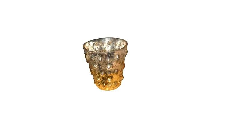 Gold/Silver Beaded Textured Detail Candle Holder Votive — available to rent from Something Blue
