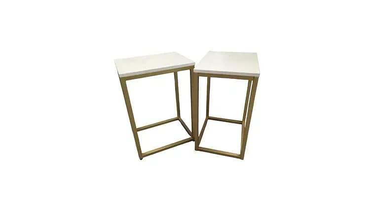 Gold & White Gabby Side Tables — available to rent from Something Blue