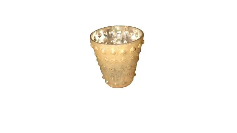 Golden Beaded Textured Detail Candle Holder Votive — available to rent from Something Blue