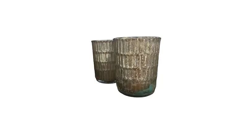 Golden Sparkly Wide Mouth Votive — available to rent from Something Blue