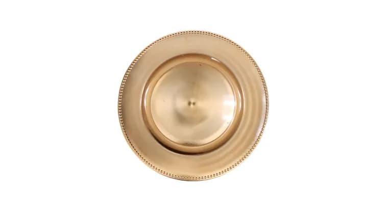 Goldie- Charger Plate — available to rent from Something Blue