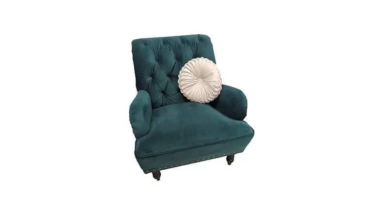 Green Vevlet Chair — available to rent from Something Blue