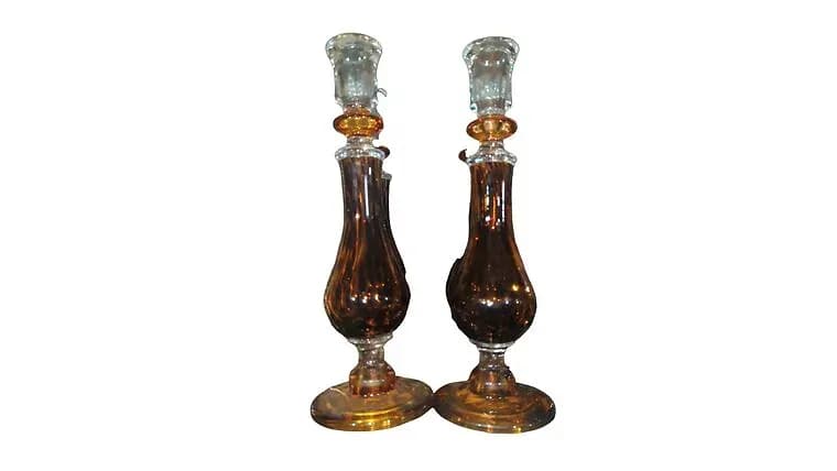 Handblown Glass Tapper Candle Holder (Leopard Design) — available to rent from Something Blue