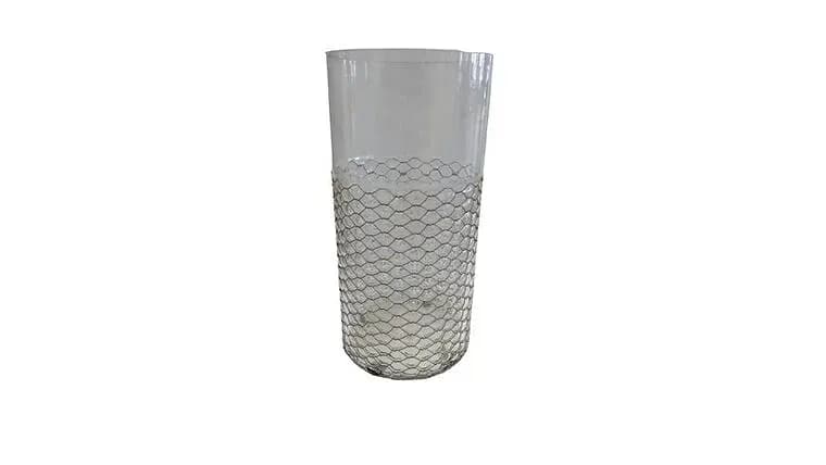 Hydroponic Transparent Flower Metal Grid Design Glass Vase, 13.5" — available to rent from Something Blue