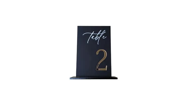 Kassie Black Table Number Holder — available to rent from Something Blue