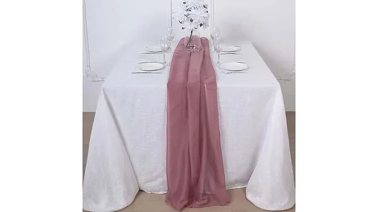 Mauve Chiffon Runner — available to rent from Something Blue