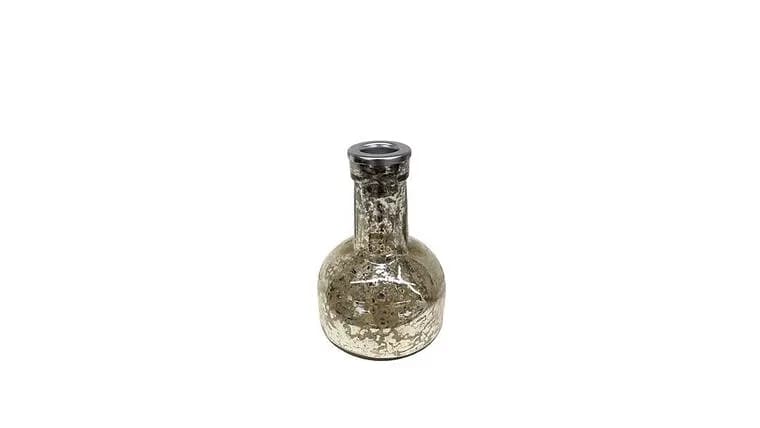 Mercury Glass Silver Candle Holder, 9.5" — available to rent from Something Blue