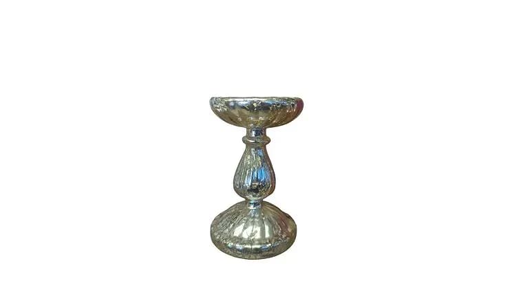 Metal Silver Candle Holder — available to rent from Something Blue