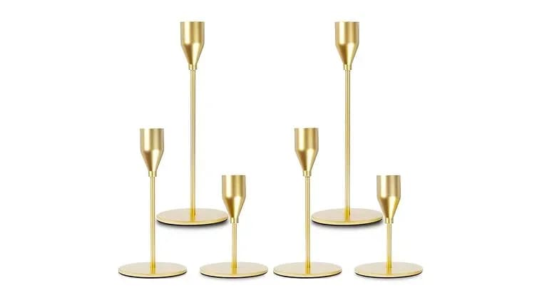 Modern Golden Matte Finish Candle Holder — available to rent from Something Blue