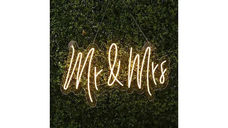 Mr & Mrs Neon Sign — available to rent from Something Blue