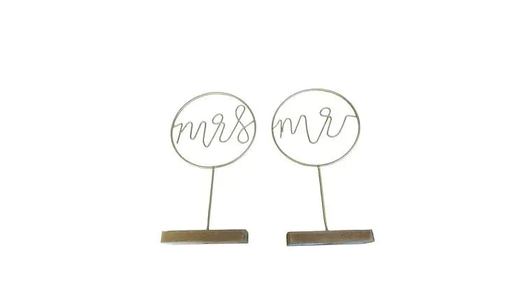 MR & MRS Round Gold — available to rent from Something Blue