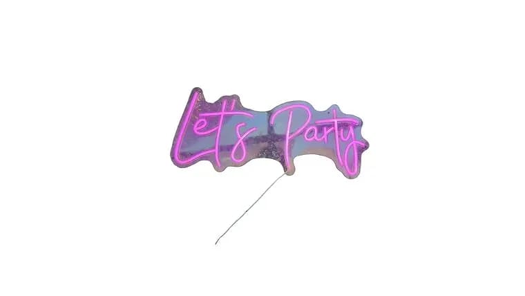 Neon "Let's Party" Sign — available to rent from Something Blue