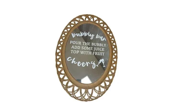 Oval Bubbly Bar Mirror — available to rent from Something Blue