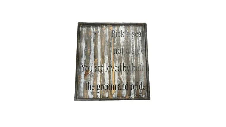 Pick A Seat Wooden Sign — available to rent from Something Blue