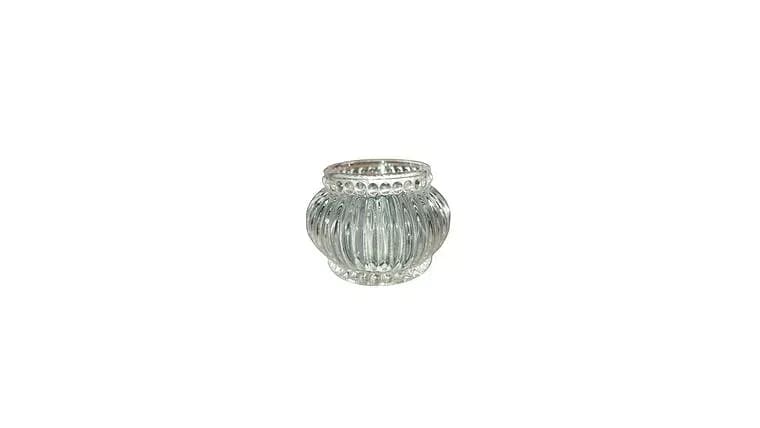 Pin Stripe Crystal Clear Votives — available to rent from Something Blue