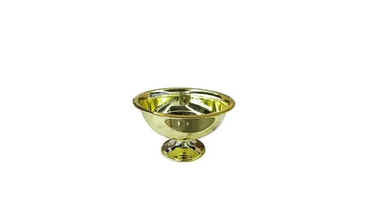 Plastic Gold Footed Bowl, 4" — available to rent from Something Blue