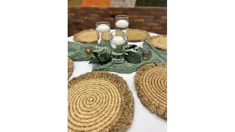Rattan- Charger Placemats — available to rent from Something Blue